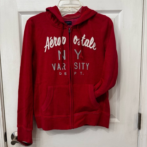 🦄 Aeropostale Red Varsity Hoodie - Picture 1 of 9